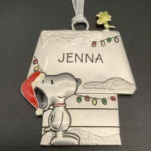 Peanuts Hallmark Snoopy Jenna Name Woodstock Doghouse Metal Ornament